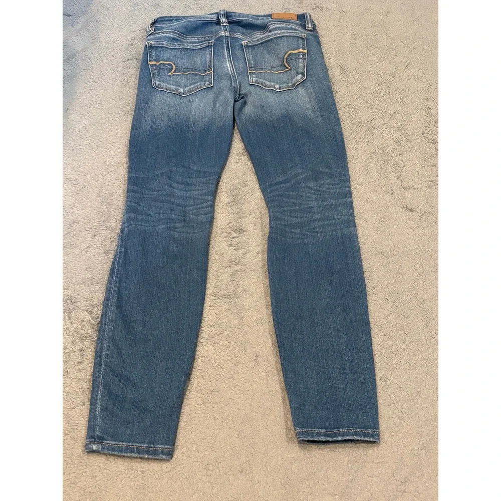 American Eagle Next Level Stretch Distressed Jeggings Blue Size 4 Short Skinny